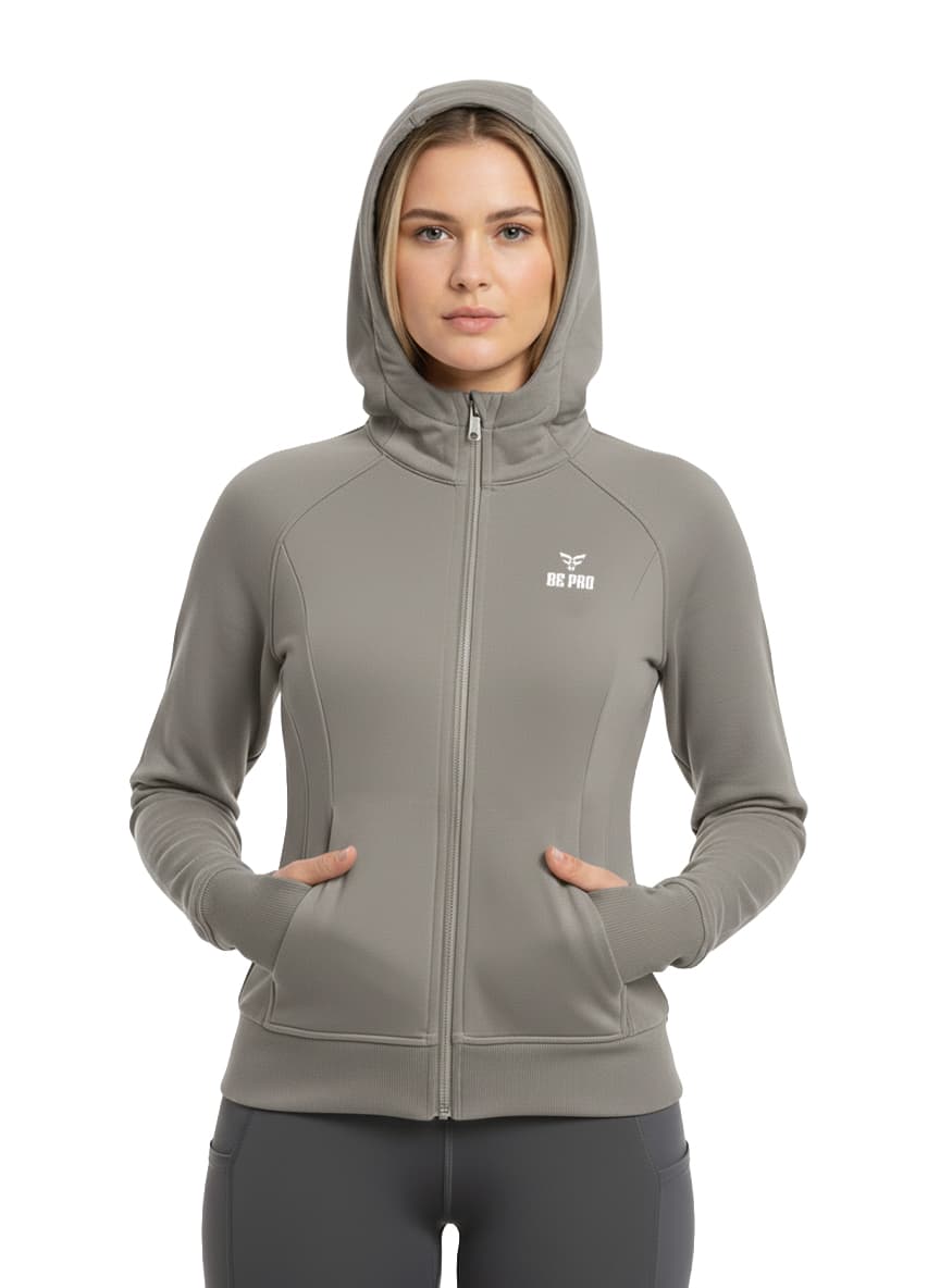 ⁨Hoodie W DJ028 DARK BEIGE | XS⁩ — الصورة 1