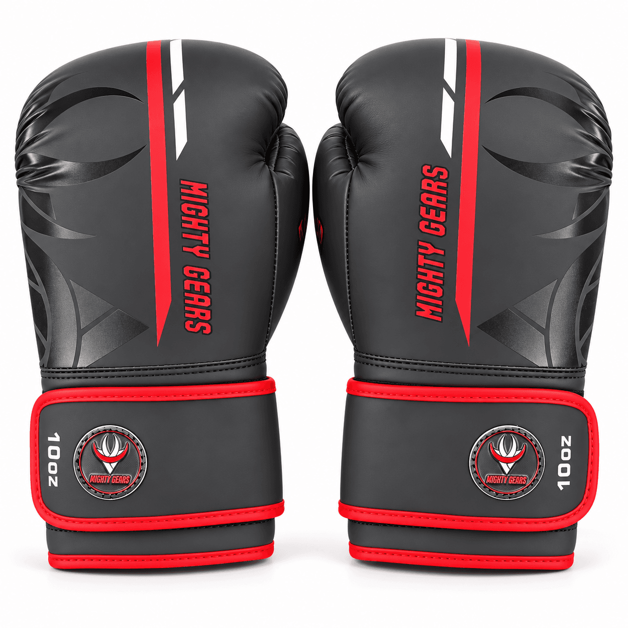 Mighty Gears Boxing Gloves Black&Red Stripes 10OZ